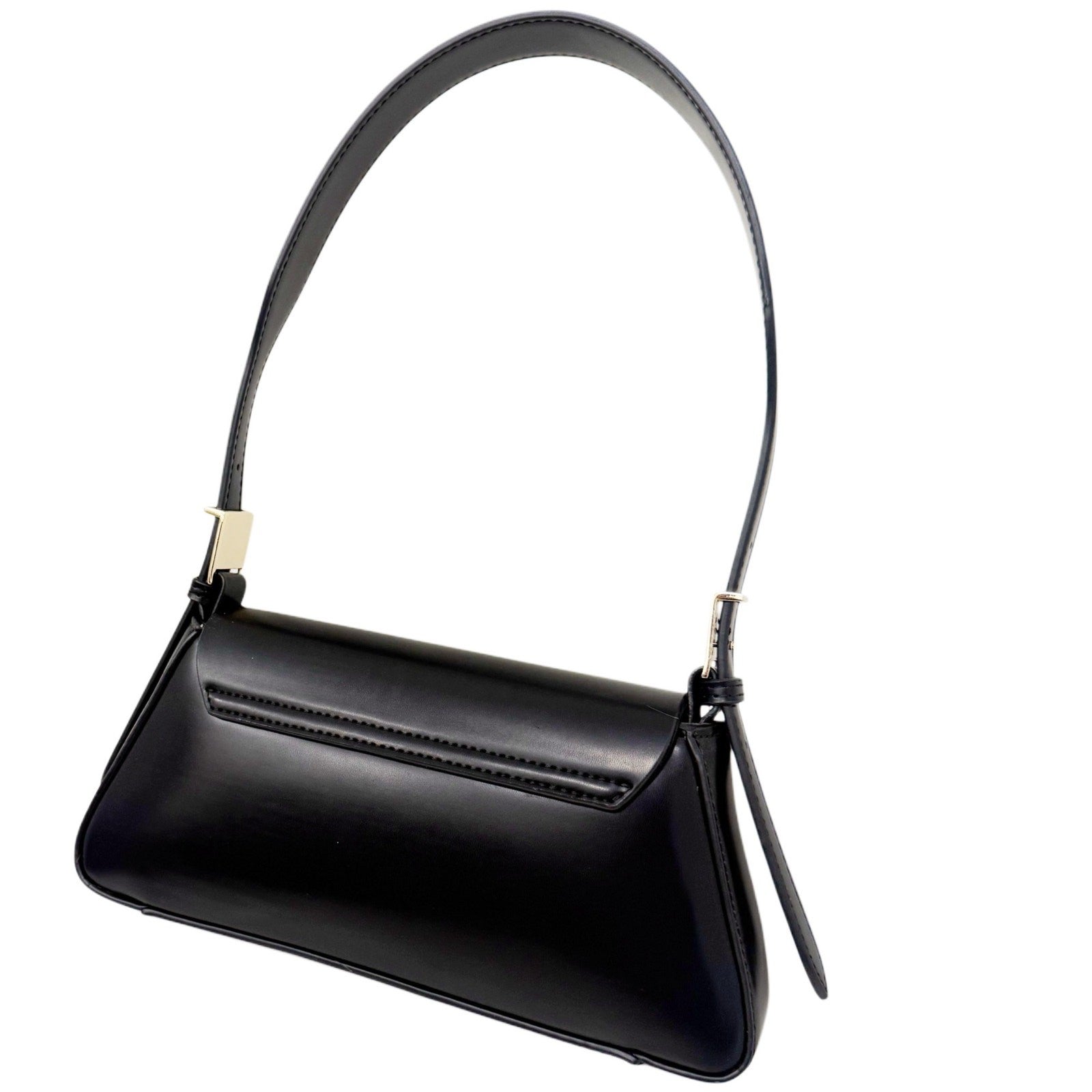 Zara Black Minimalist Baguette Shoulder Bag Silver Hardware Y2K Style