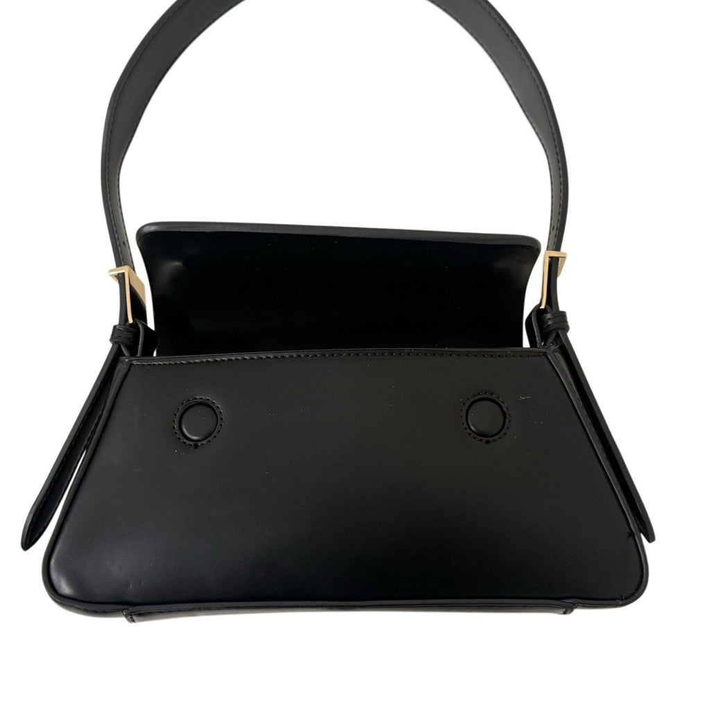 Zara Black Minimalist Baguette Shoulder Bag Silver Hardware Y2K Style