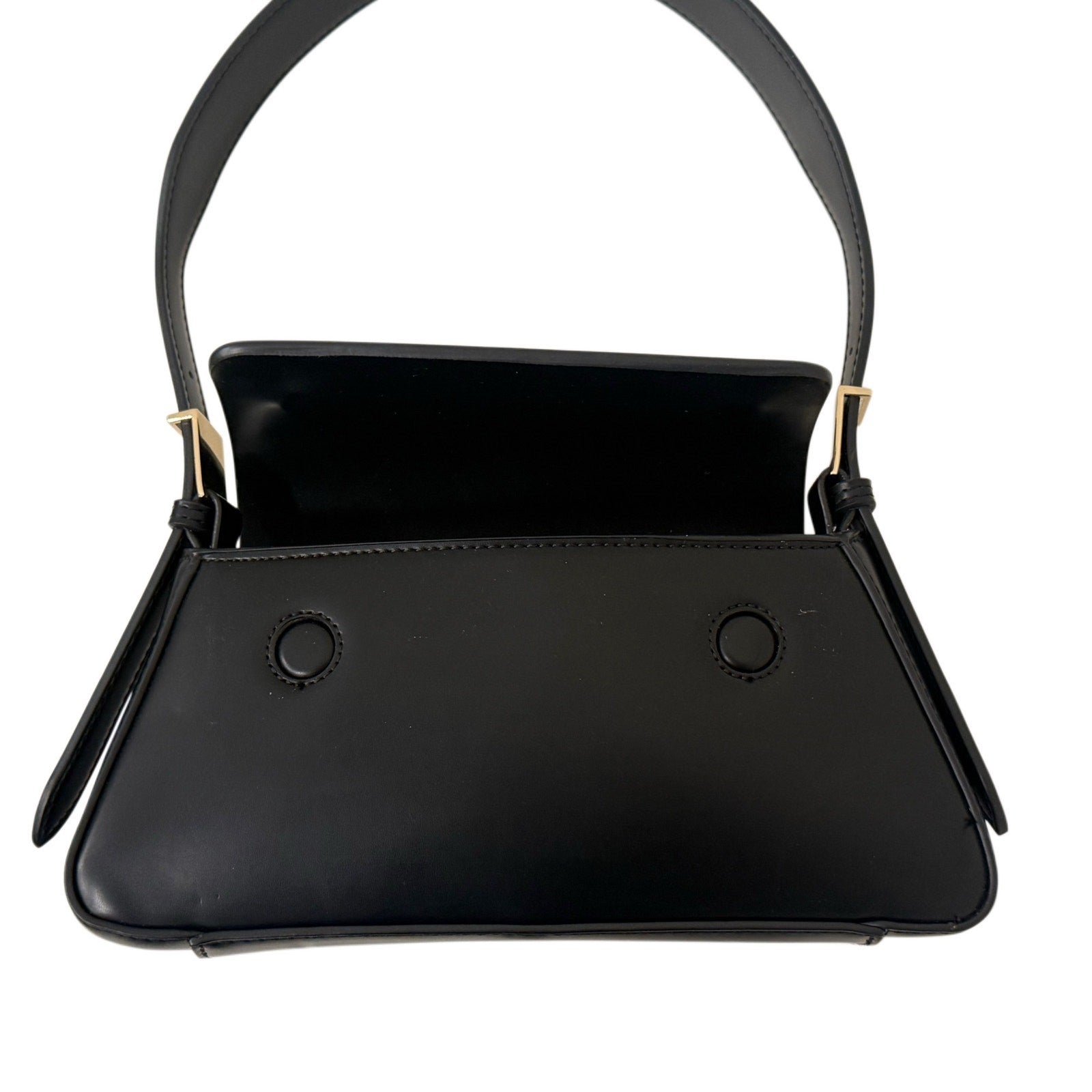 Zara Black Minimalist Baguette Shoulder Bag Silver Hardware Y2K Style