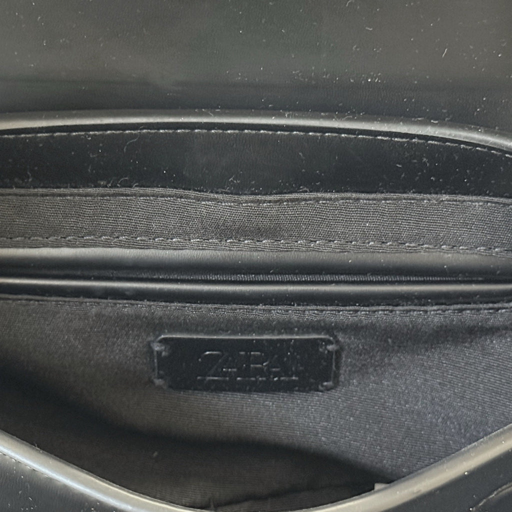 Zara Black Minimalist Baguette Shoulder Bag Silver Hardware Y2K Style