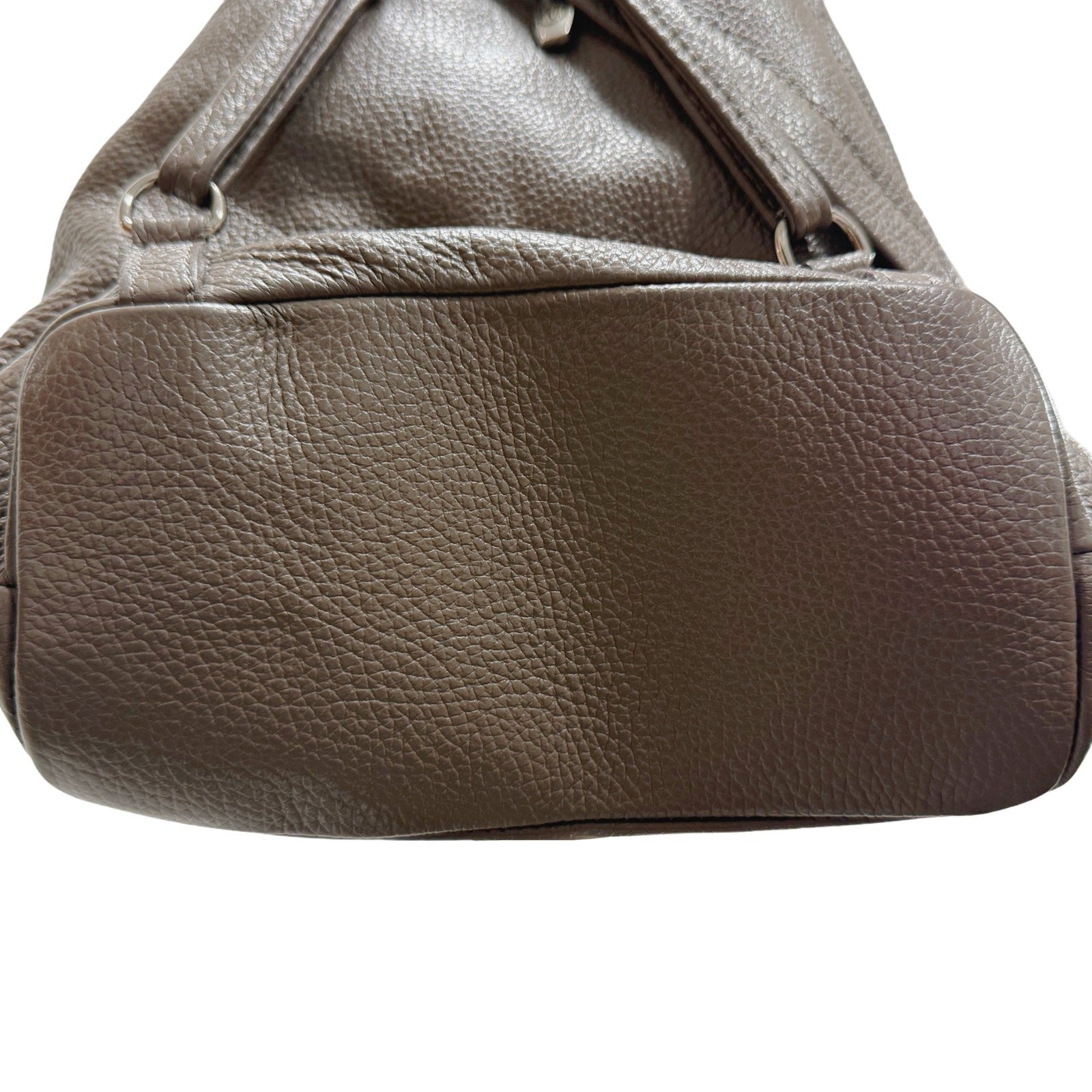 VALENTINA Italy Genuine Italian Pebbled Leather Taupe Sling Backpack Shoulder Bag