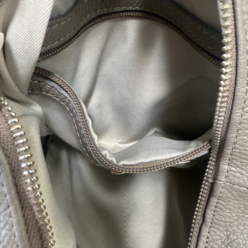 VALENTINA Italy Genuine Italian Pebbled Leather Taupe Sling Backpack Shoulder Bag