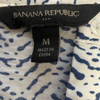Banana republic black and white print woman's short sleeve button down