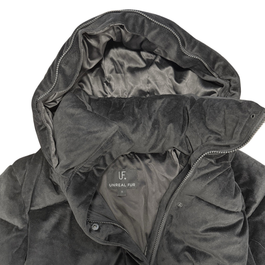 Unreal Fur Black Hooded Puffer Coat Women’s