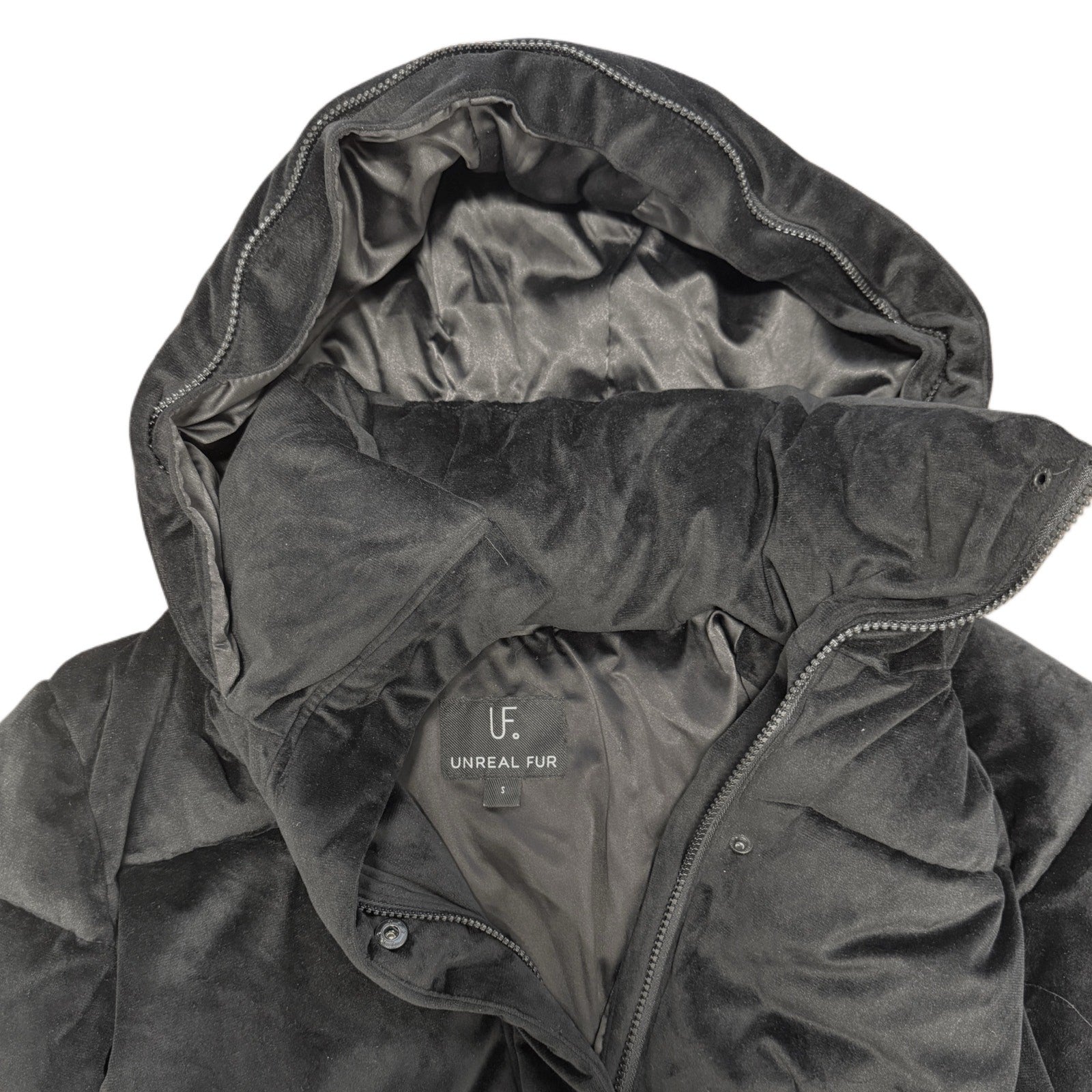 Unreal Fur Black Hooded Puffer Coat Women’s