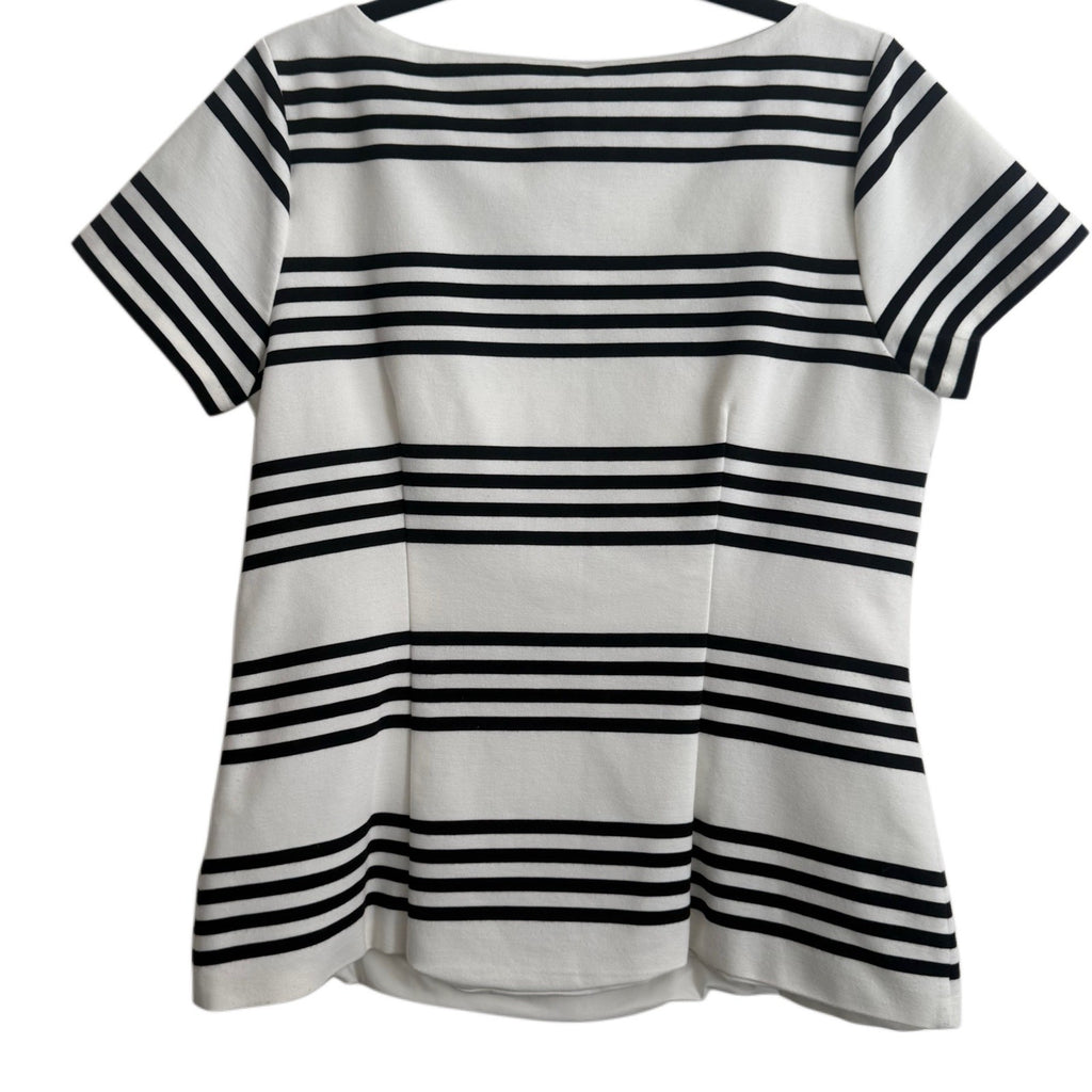 WHITE HOUSE BLACK MARKET BLACK & WHITE STRIPED TOP SIZE 14