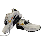 Nike Air Max 90 Girls Sneakers White Multicolor Swoosh Topographic Size 6Y