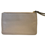 Kate Spade New York Pebbled Leather Wristlet Clutch Taupe Beige Zip Pouch