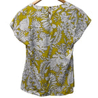 Boden Yellow Floral Silk Blend Blouse Women Size US 2 Lightweight Short Sleeve Top