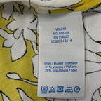 Boden Yellow Floral Silk Blend Blouse Women Size US 2 Lightweight Short Sleeve Top