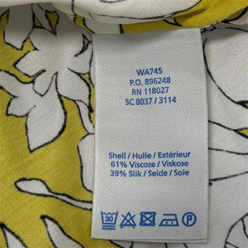 Boden Yellow Floral Silk Blend Blouse Women Size US 2 Lightweight Short Sleeve Top
