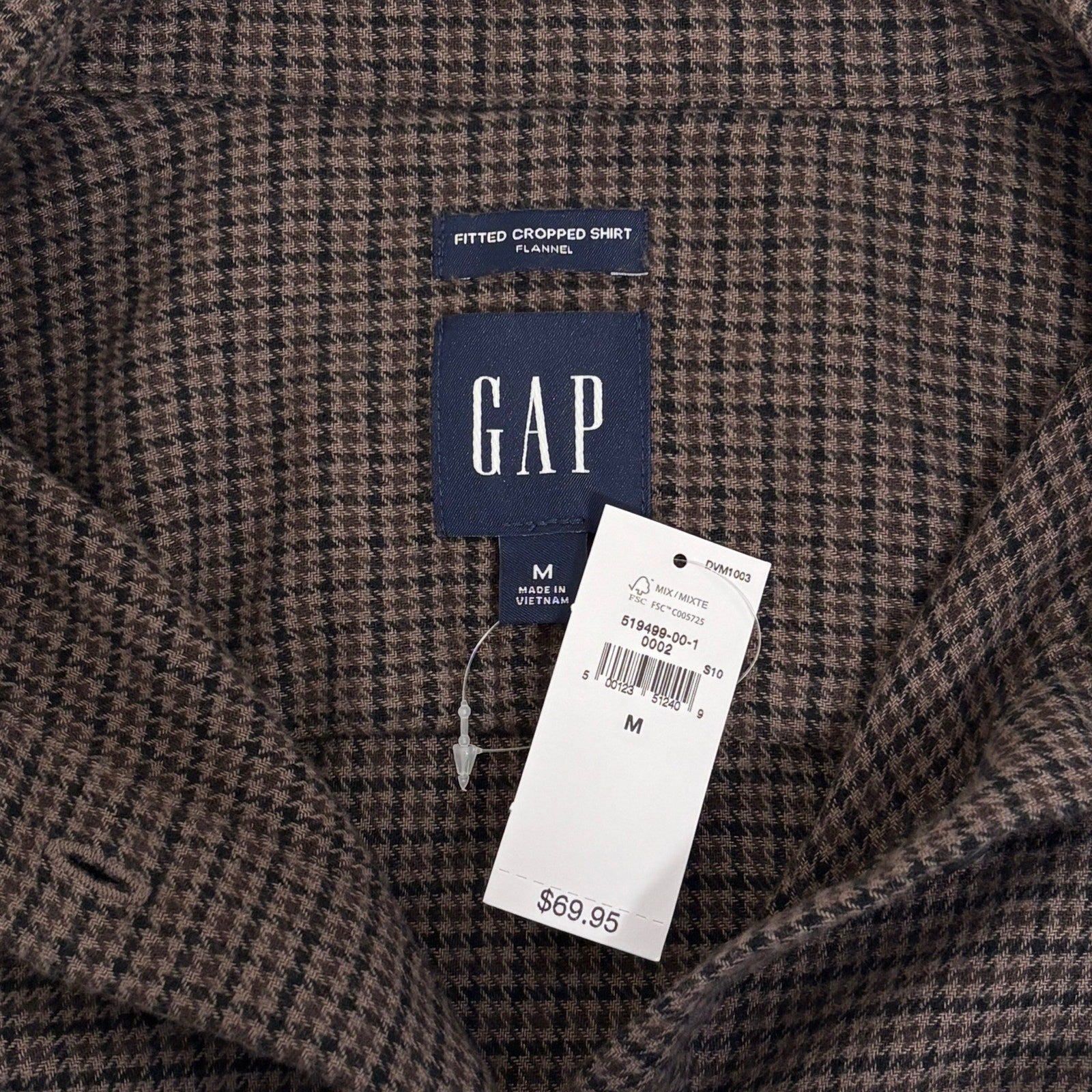 Gap cropped fitted in flannel in checkered pattern size M
