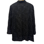 Frank Usher Black Vintage Black Silk Beaded Jacket Men Size L