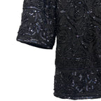 Frank Usher Black Vintage Black Silk Beaded Jacket Men Size L