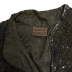 Frank Usher Black Vintage Black Silk Beaded Jacket Men Size L