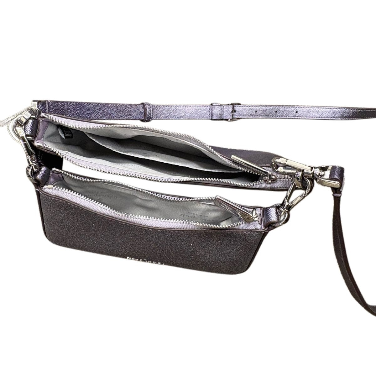 Kate Spade Glitter Crossbody Duo Bag NWT Purple/Gunmetal Sparkle