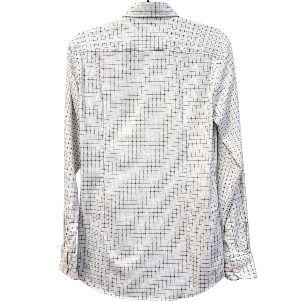 BOSS Hugo Boss Men’s Dress Shirt White Black Grid Check Slim Fit Size 38 S