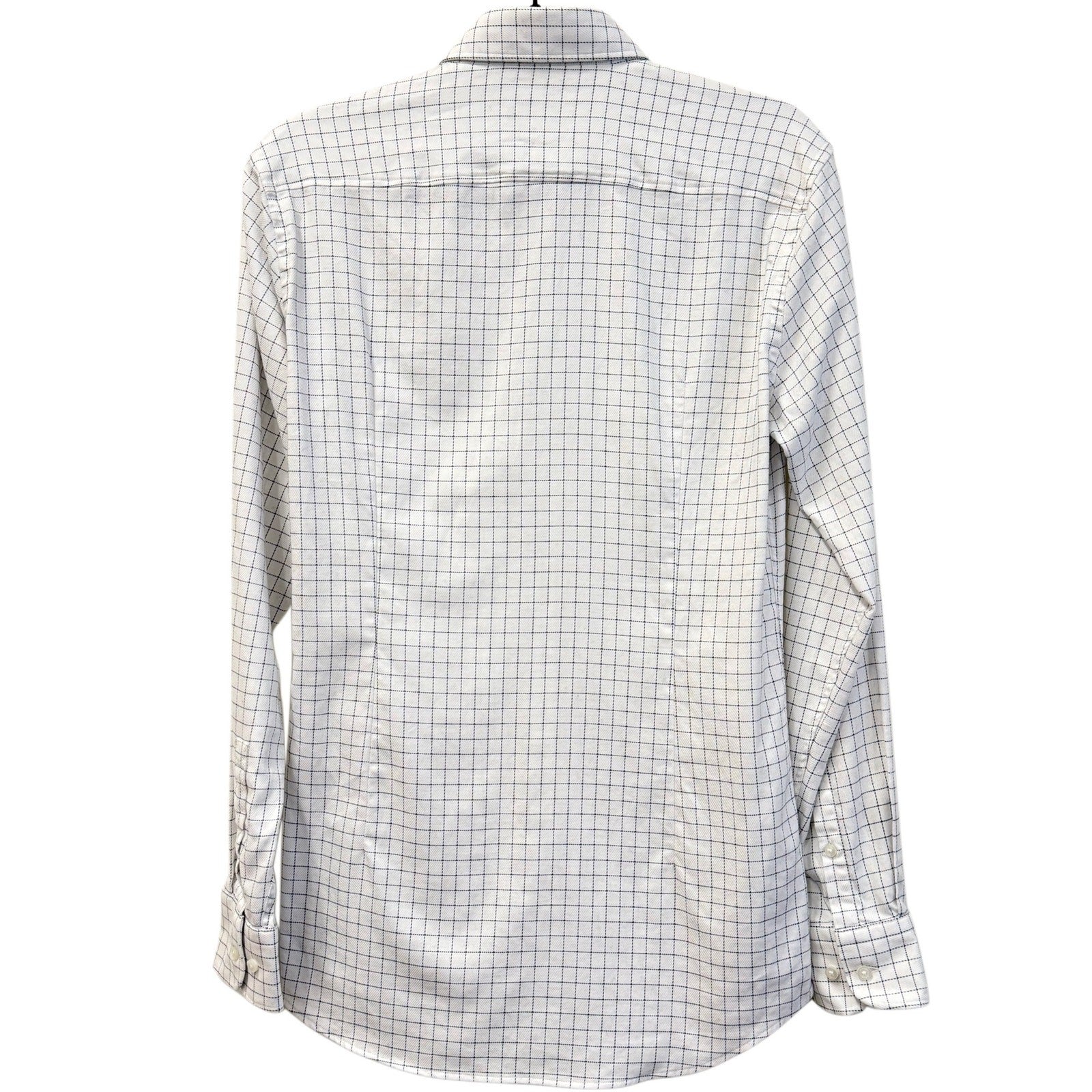BOSS Hugo Boss Men’s Dress Shirt White Black Grid Check Slim Fit Size 38 S