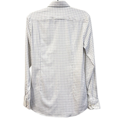 BOSS Hugo Boss Men’s Dress Shirt White Black Grid Check Slim Fit Size 38 S