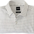 BOSS Hugo Boss Men’s Dress Shirt White Black Grid Check Slim Fit Size 38 S