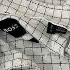 BOSS Hugo Boss Men’s Dress Shirt White Black Grid Check Slim Fit Size 38 S