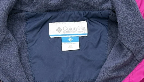 Columbia Colorblock Hooded Rain Jacket Fleece Lining XS