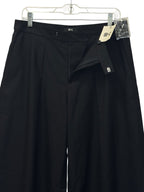 Wide Leg Tailored Dress Pants Navy Cropped