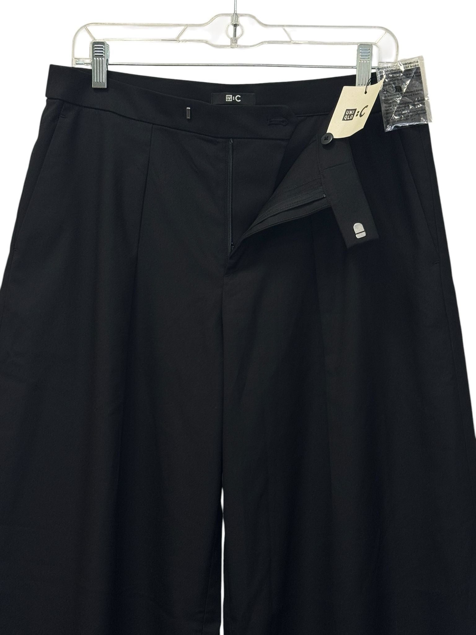 Wide Leg Tailored Dress Pants Navy Cropped
