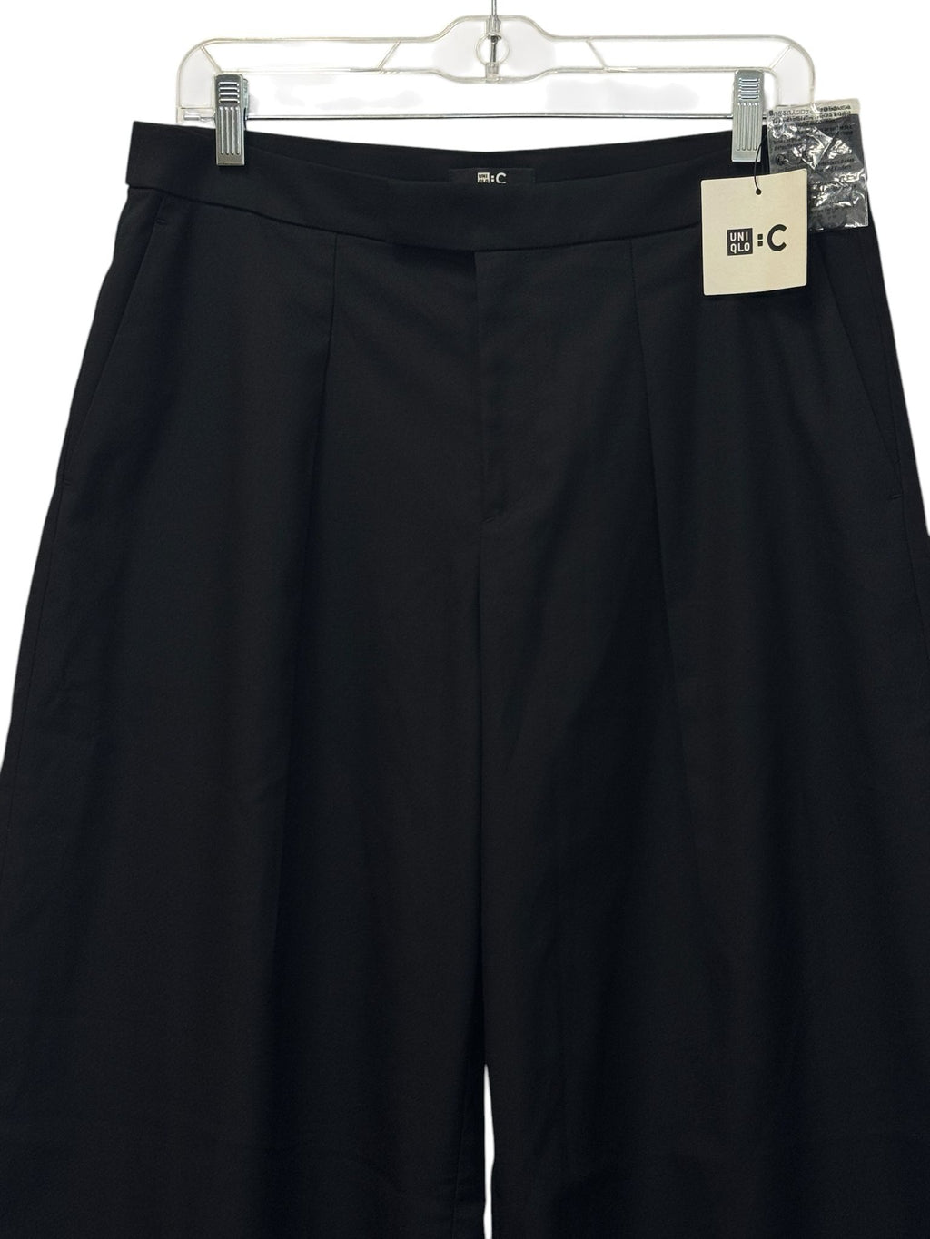 Wide Leg Tailored Dress Pants Navy Cropped
