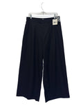 Wide Leg Tailored Dress Pants Navy Cropped