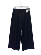Wide Leg Tailored Dress Pants Navy Cropped