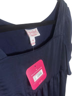 Flutter Sleeve Peplum Blouse Navy Blue