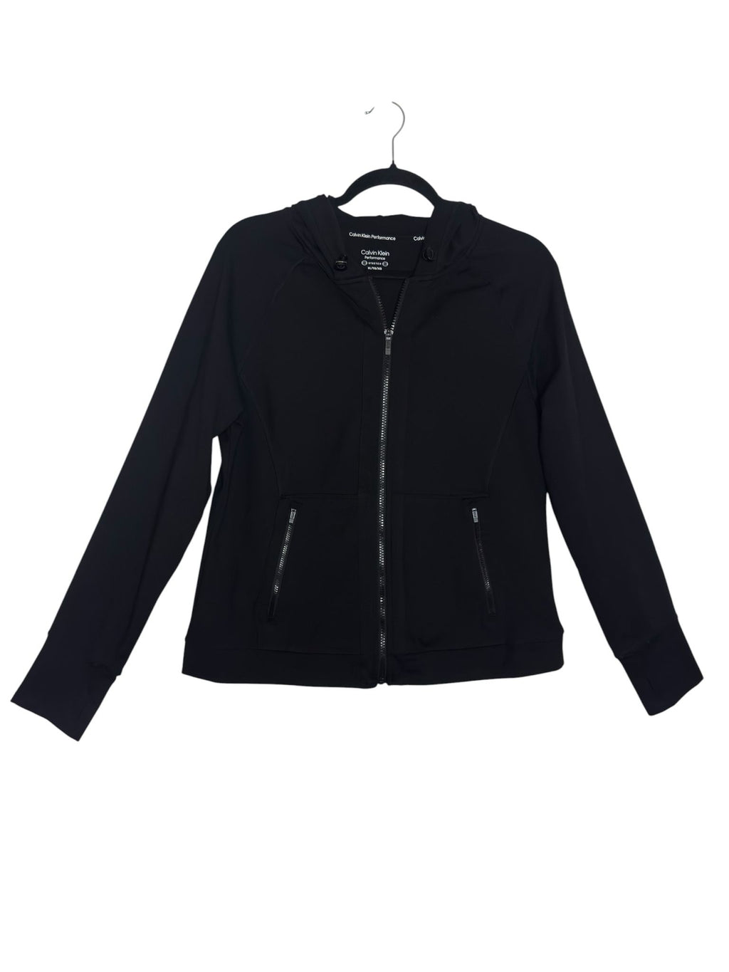 Black Calvin Klein Performance Stretch pants and zip-up sweatshirt set