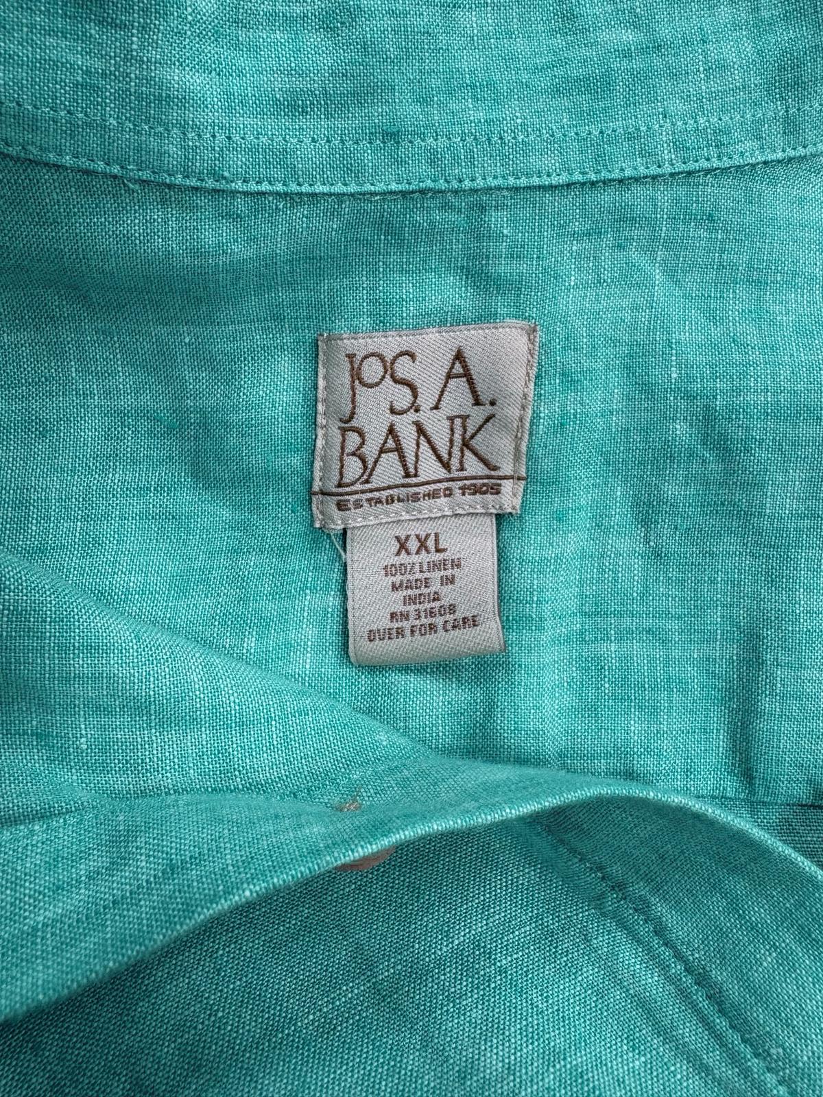Jos. A. Bank 100% Linen Short-Sleeve Button-Up Shirt Teal