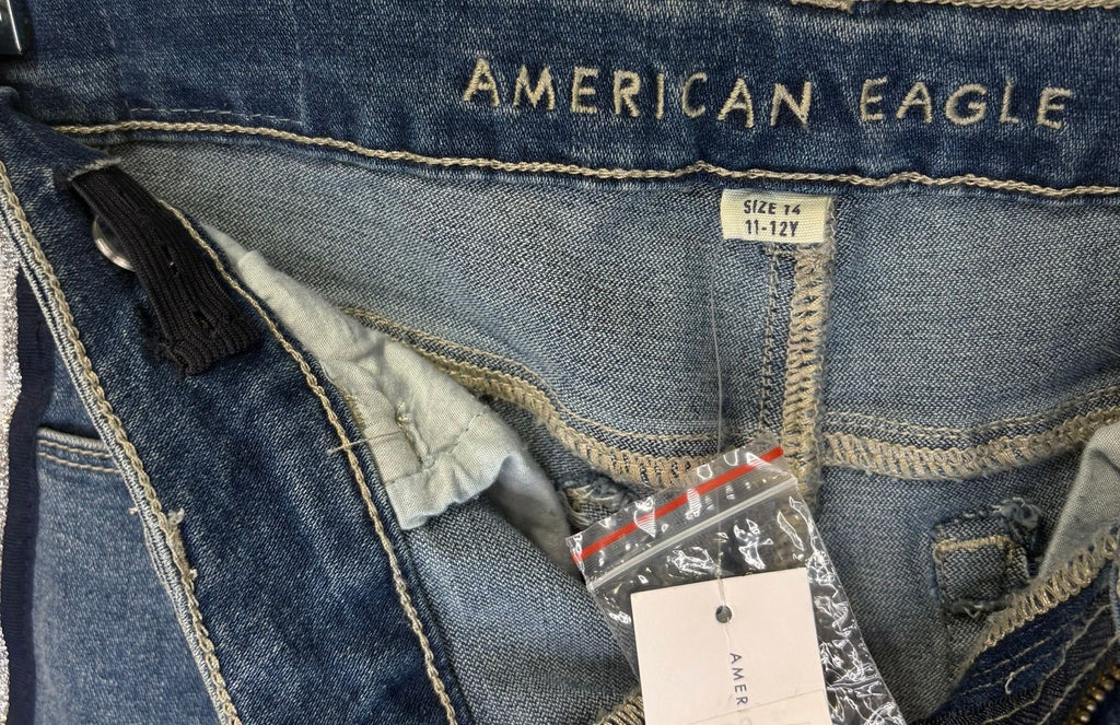 American Eagle Kids Skinny Jeans Medium Blue Side Stripe