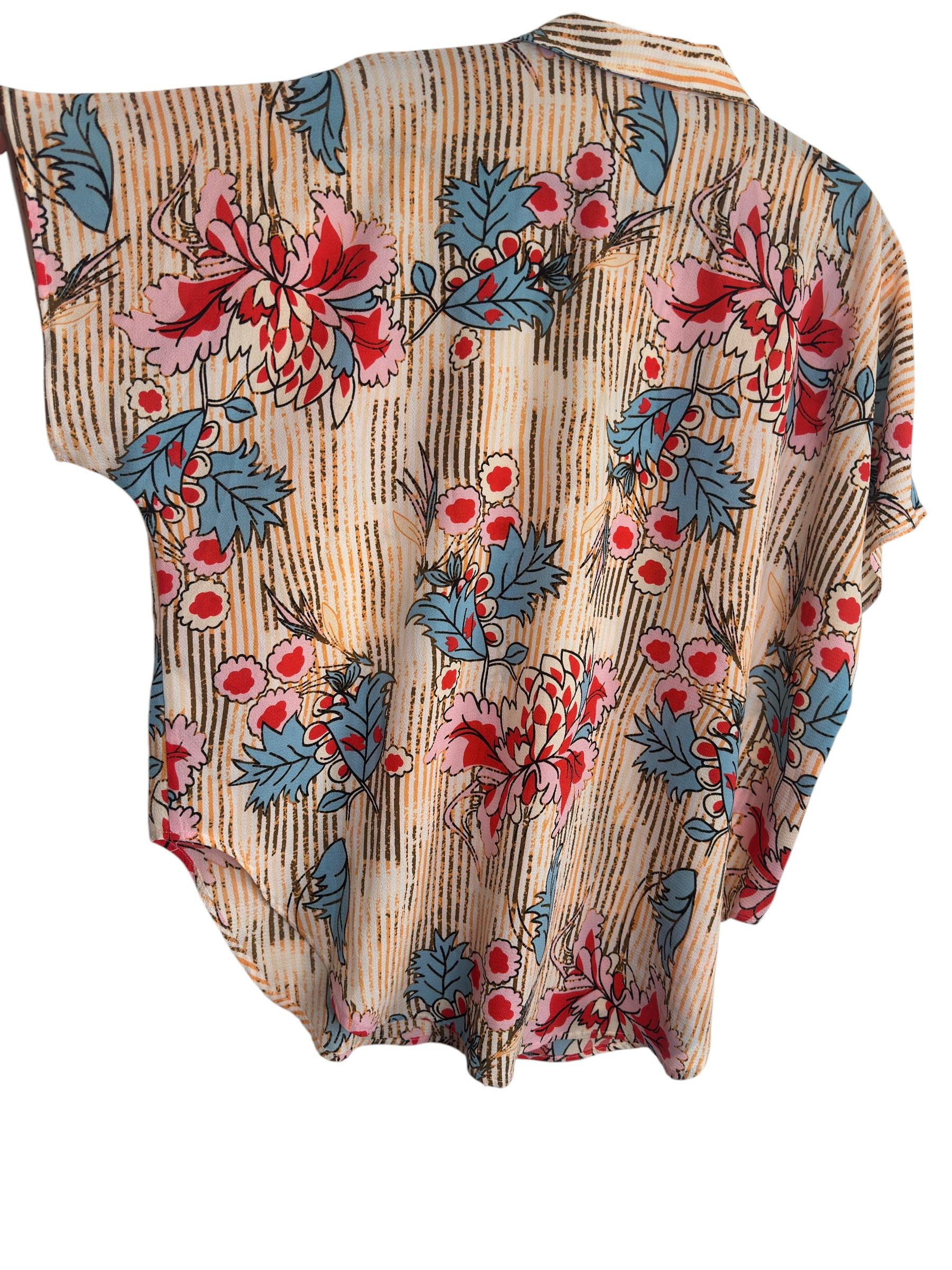 Multicolor Floral Print Polyester Top
