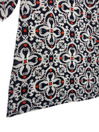 Talbots Medallion Print Long Sleeve Tunic Top Navy