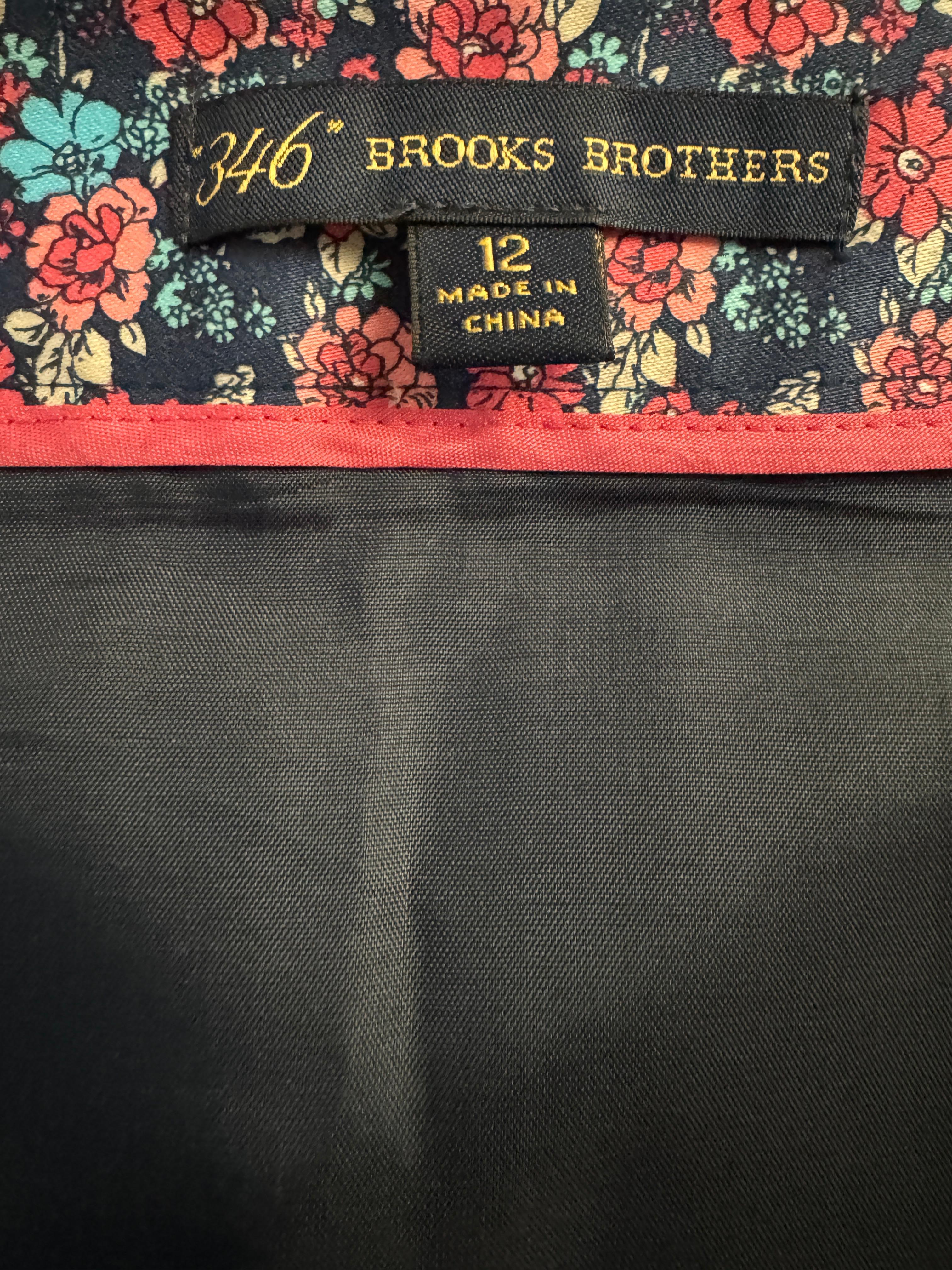 Ditsy Floral Pencil Skirt Navy Coral Teal Print Brooks Brothers