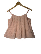 Cream Ditsy Floral Ribbed Corset Bustier Top with Garter Detail Pink
