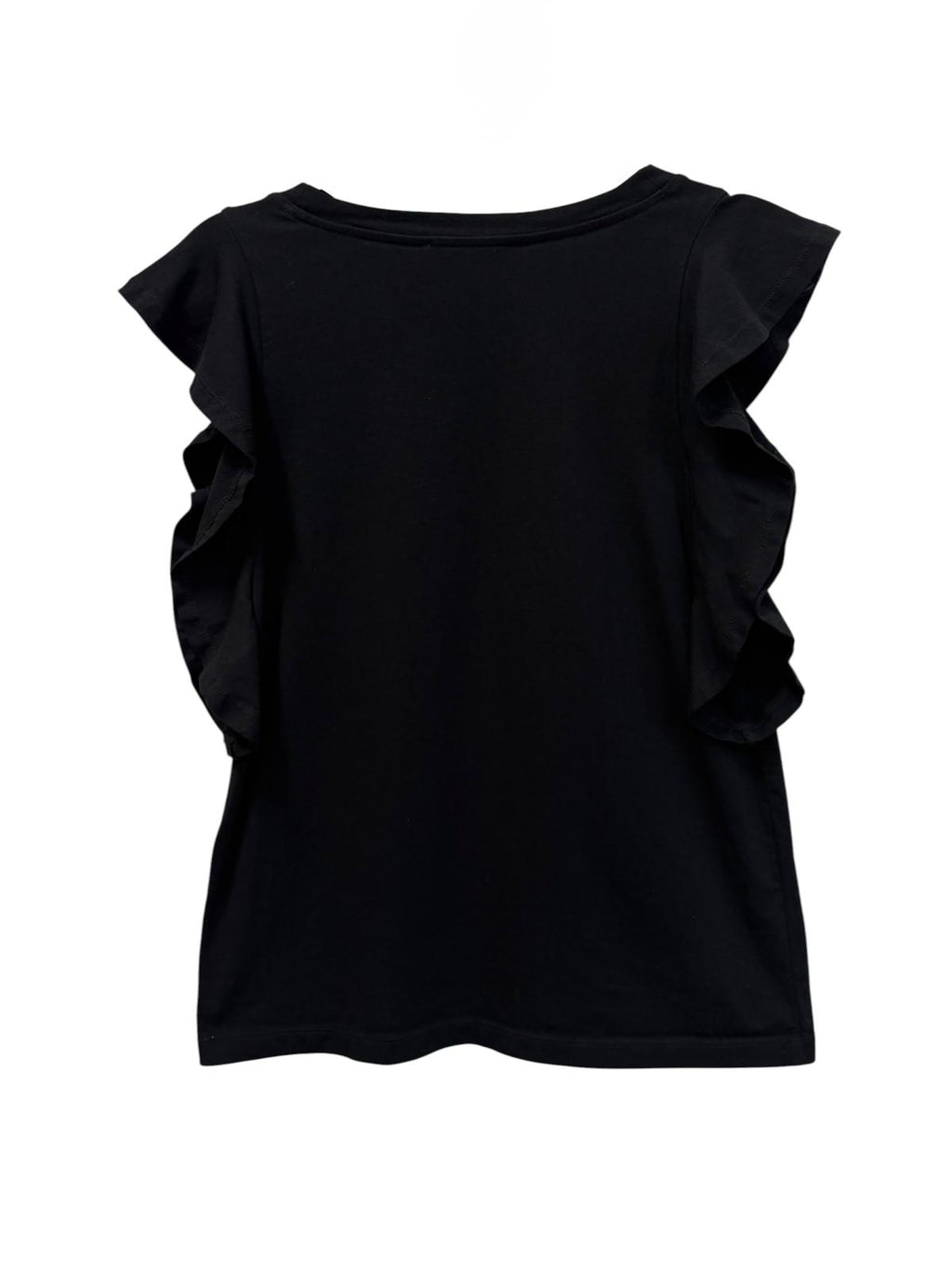LOFT Ruffle Sleeve Black Top Size S
