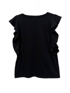 LOFT Ruffle Sleeve Black Top Size S