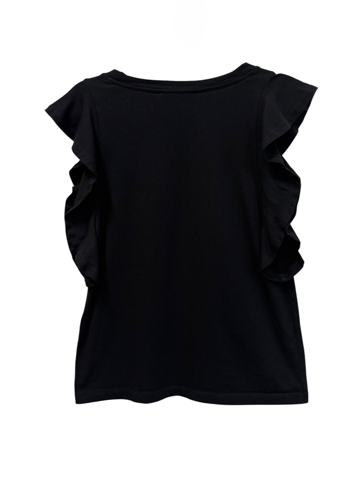 LOFT Ruffle Sleeve Black Top Size S