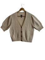 GAP Ribbed Knit Short-Sleeve Cardigan Cream