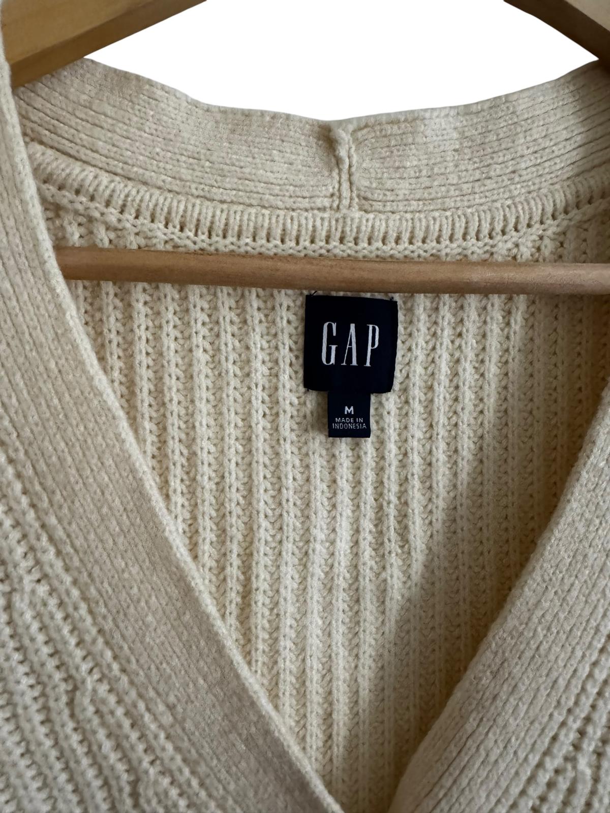 GAP Ribbed Knit Short-Sleeve Cardigan Cream