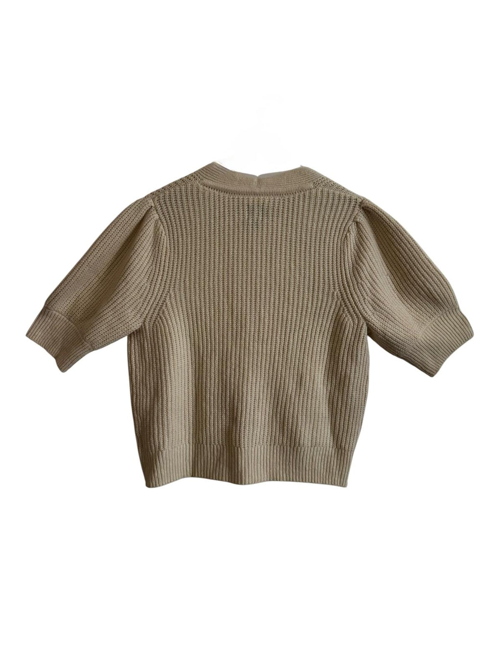 GAP Ribbed Knit Short-Sleeve Cardigan Cream
