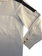 Zara Basic White Button-Down Shirt Contrast Stripe