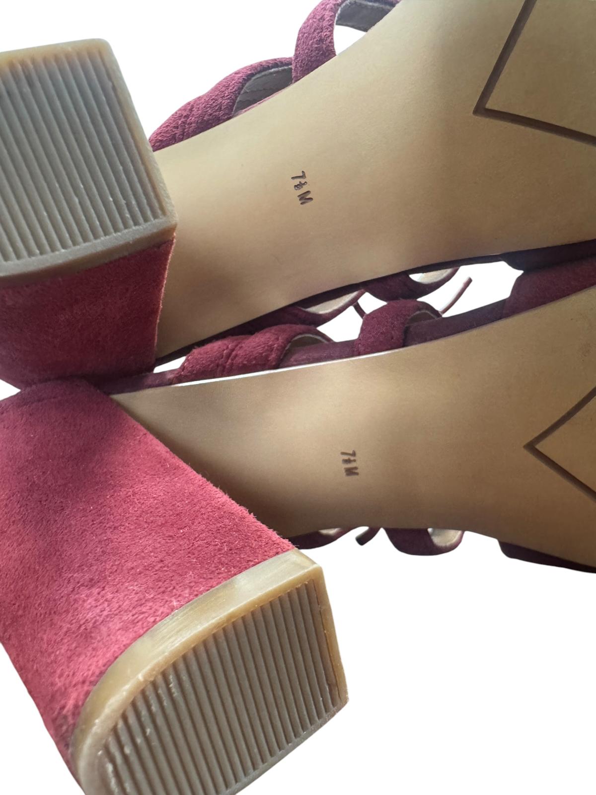 Halogen Suede Lace-Up Block Heel Sandal