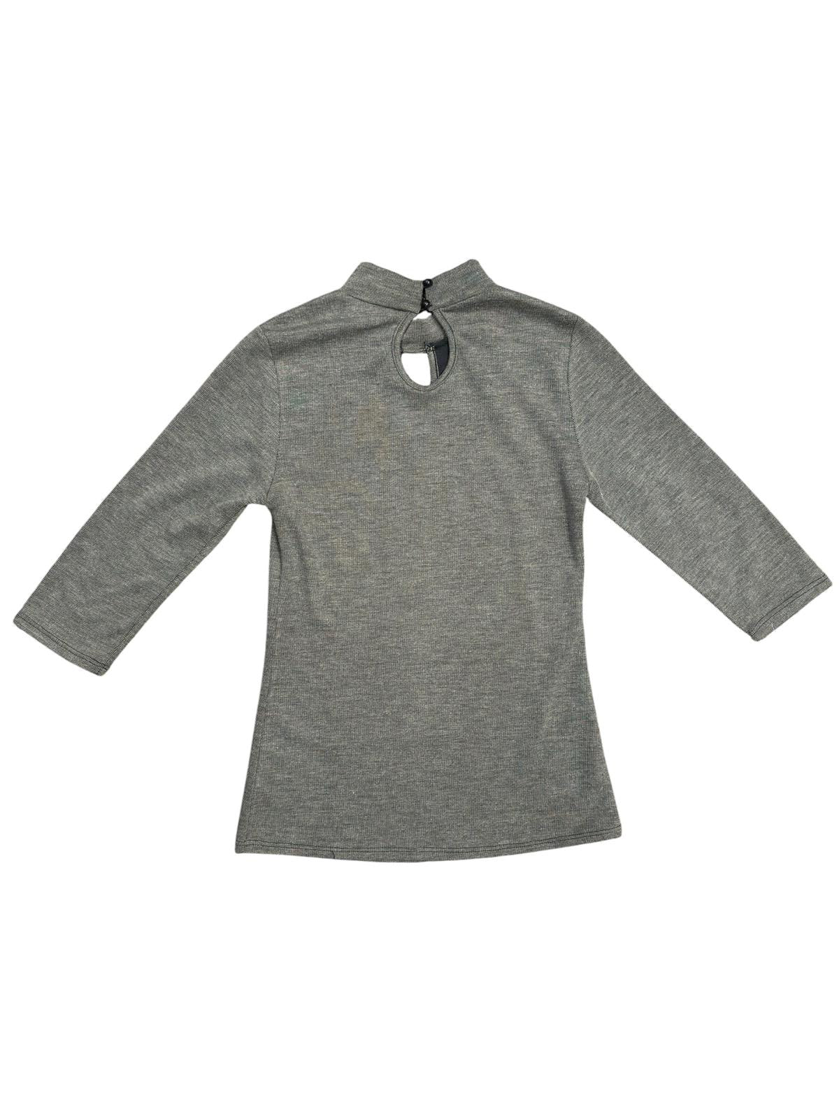 Route 3 Los Angeles Mock Neck Keyhole Top Gray