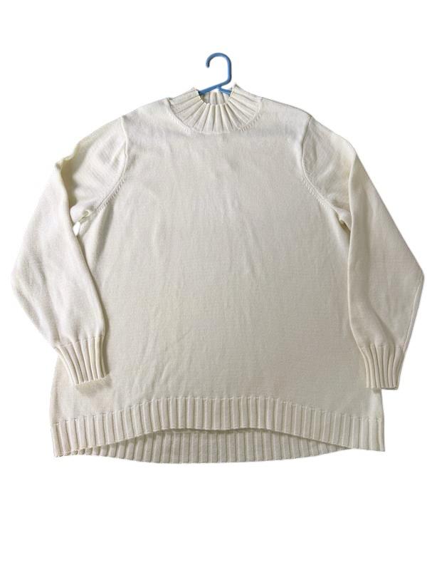 D&CO Essentials Ivory Cable Knit Mock Neck Sweater