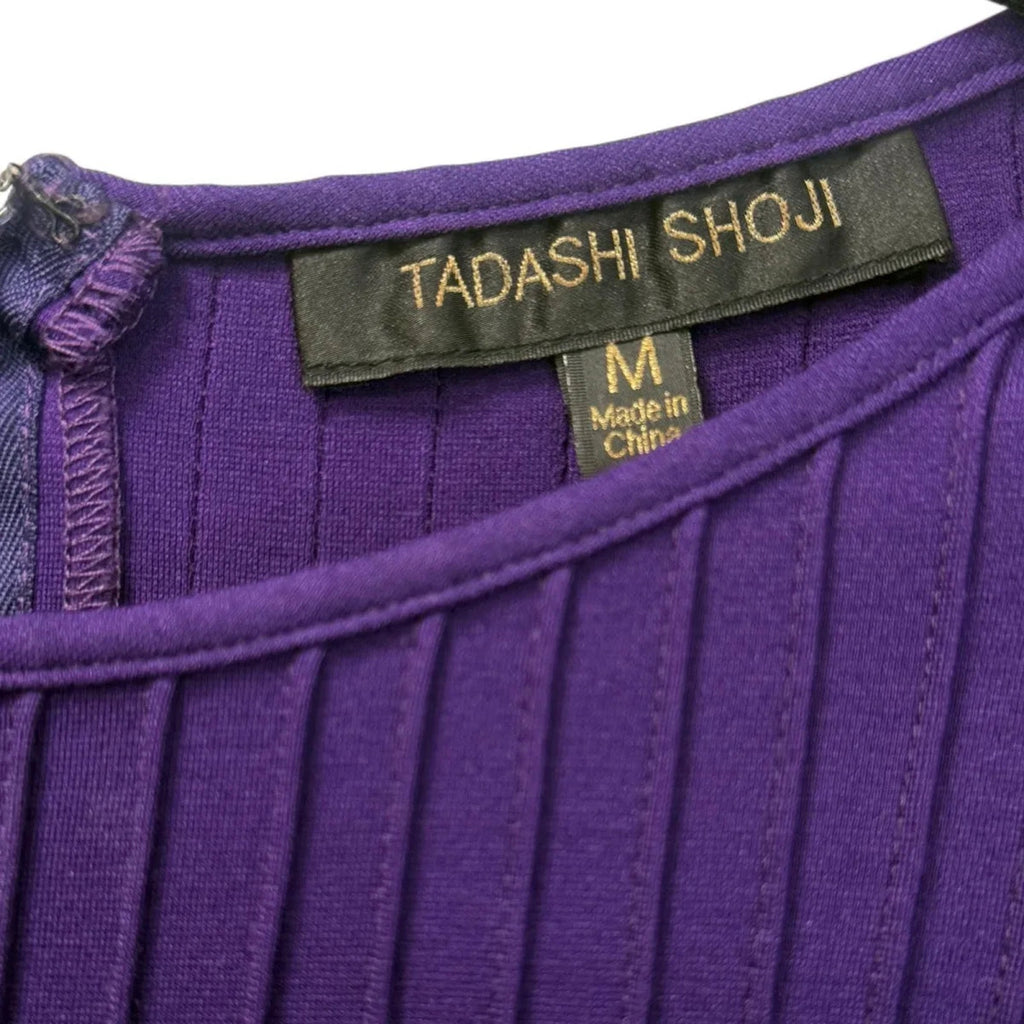 Tadashi Shoji Purple Lace-Trim Fit and Flare Dress